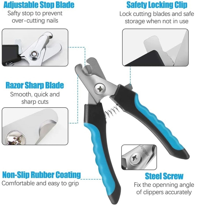 Professional Pet Nail Clipper with Safety Guard Stainless Steel Scissors